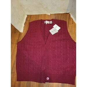 Baxter & Wells Cable Cord Sweater Vest Red Plum Large Nwt